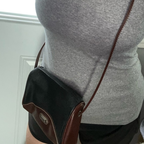 Vintage Esprit Purse Two Tone Black Brown 90s Shoulder Crossbody Bag Retro Small - Picture 3 of 12